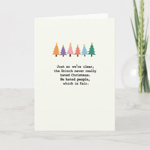 Tarjeta de Navidad con cita divertida del Grinch y