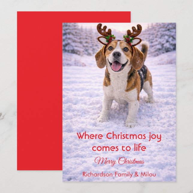Tarjeta de Navidad con Cita Dulce de Perro Adorabl (Anverso / Reverso)