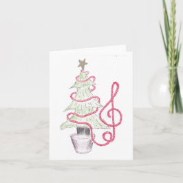 Tarjeta de Navidad con Clave de Sol y Purpurina