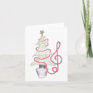 Tarjeta de Navidad con Clave de Sol y Purpurina