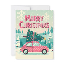 Tarjeta de Navidad con Coche Vintage
