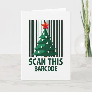 Tarjeta de Navidad con Código de Barras Moderno