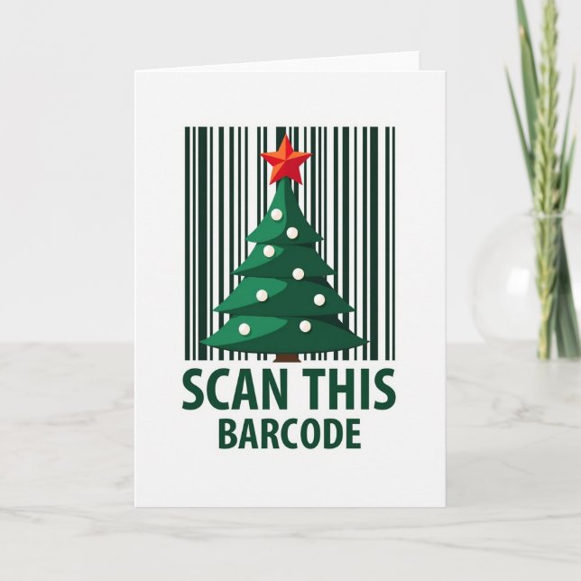 Tarjeta de Navidad con Código de Barras Moderno (Anverso)