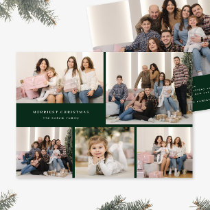 Tarjeta de Navidad con Colage de Cinco Fotos y Let