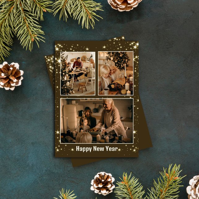 Tarjeta de Navidad con collage de 3 fotos en estil (Subido por el creador)