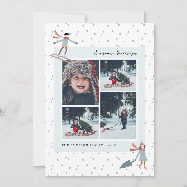 Tarjeta de Navidad con Collage de Fotos (Anverso)