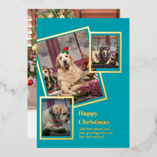 Tarjeta de Navidad con collage de FOTOS con HOJA D