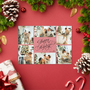 Tarjeta de Navidad con Collage de Fotos de Familia