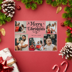 Tarjeta de Navidad con Collage de Fotos Familiares