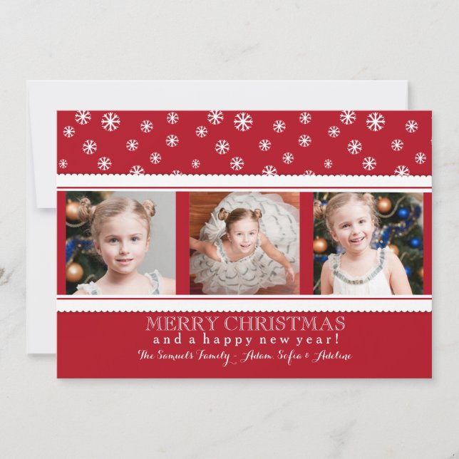 Tarjeta de Navidad con Collage de Nieve Festiva (Anverso)