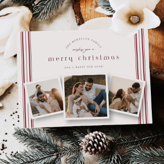 Tarjeta de Navidad con Collage de Rayas Navideñas