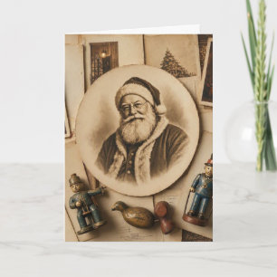 Tarjeta de Navidad con Collage Retro de Vacaciones