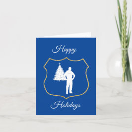 Tarjeta de Navidad con Contorno de Escudo de Polic