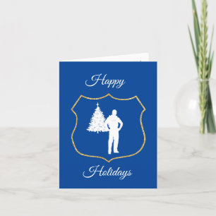 Tarjeta de Navidad con Contorno de Escudo de Polic