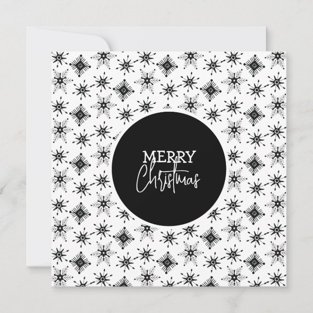 Tarjeta de Navidad con copos de nieve negros (Anverso)