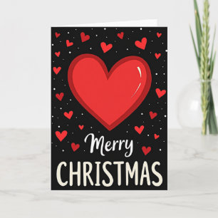 Tarjeta de Navidad con Corazón Rojo Grande y Fondo