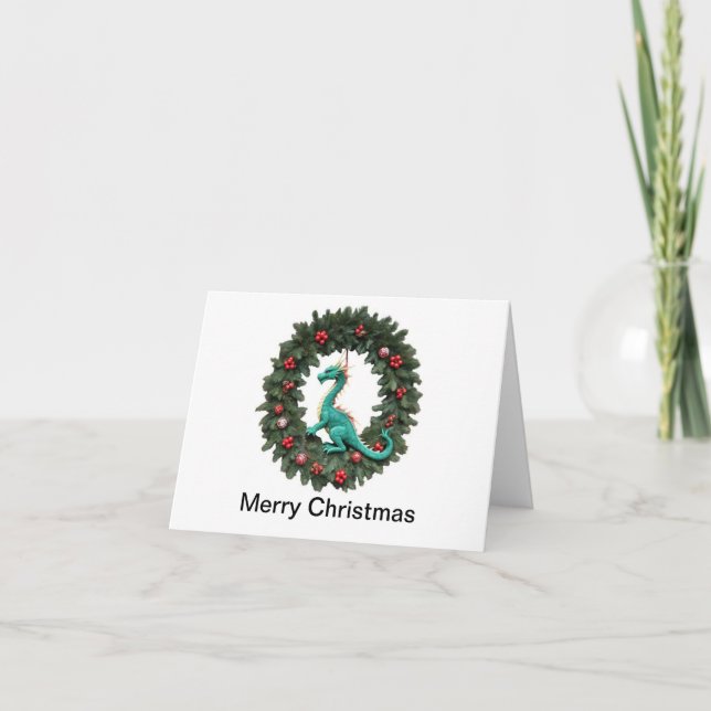 Tarjeta de navidad con corona de dragón (Anverso)
