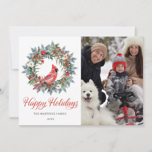 Tarjeta de Navidad con corona de Navidad de carden