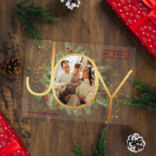 Tarjeta de Navidad con Corona de Ramas de Pino Joy