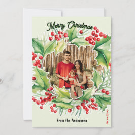 Tarjeta de Navidad con Corona Festiva 3 Fotos