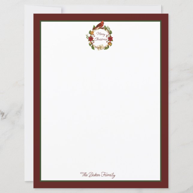 Tarjeta de Navidad con corona navideña (Anverso)