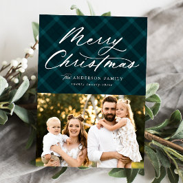 Tarjeta de Navidad con Cuadrícula Verde Turquesa 3