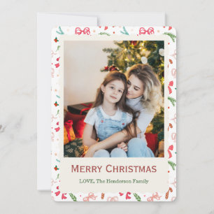 Tarjeta de Navidad con Cuadro Escocés Rojo Festivo