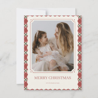 Tarjeta de Navidad con Cuadro Festivo Rojo