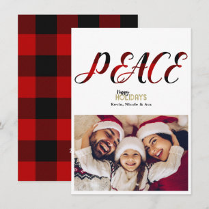 Tarjeta de Navidad con Cuadro Rojo de PAZ