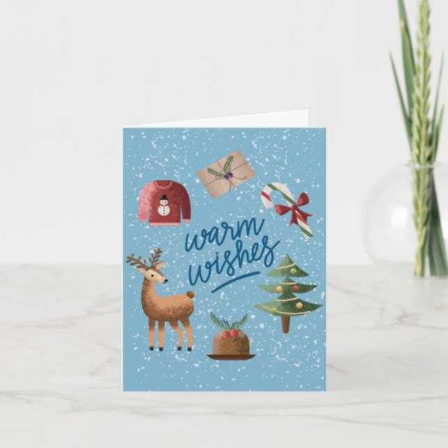 Tarjeta de Navidad con Deseos Cálidos y Lindos (Anverso)