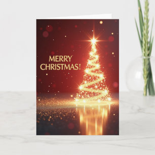 Tarjeta de Navidad con destellos dorados