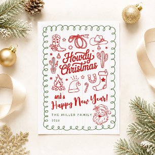 Tarjeta de Navidad con dibujos a mano de estilo We