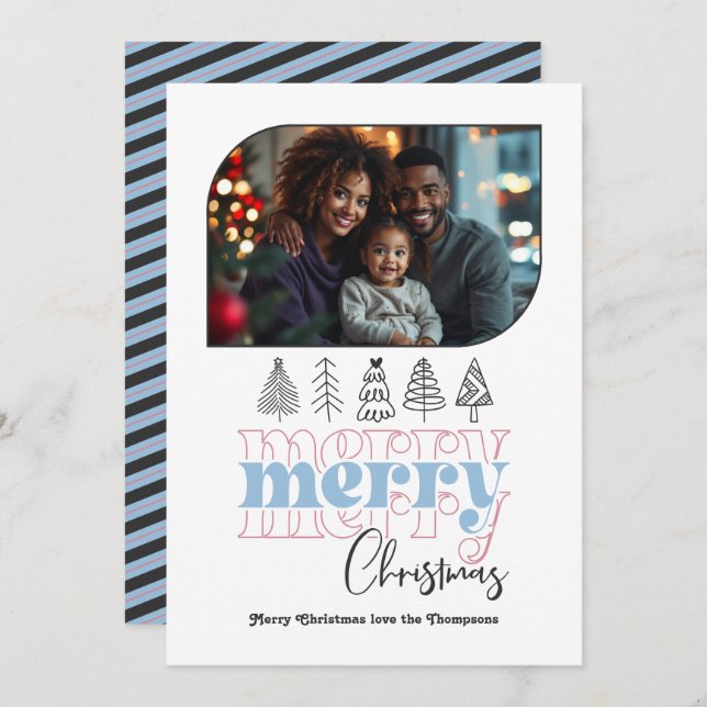 Tarjeta de Navidad con diseño moderno y doodles (Anverso / Reverso)