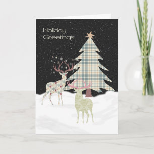 Tarjeta de Navidad con dos ciervos de diseñador y