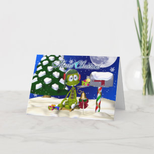 Tarjeta de Navidad con el extranjero en un buzón