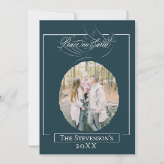 Tarjeta de Navidad con el guión Paz en la Tierra