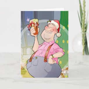 Tarjeta de Navidad con el hombre alegre del regalo
