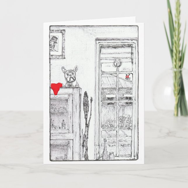 Tarjeta de Navidad con el perro lindo (Anverso)