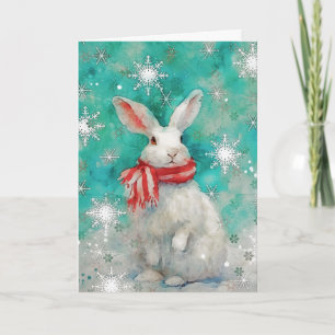 Tarjeta de Navidad con Estampa de Conejo en Medios