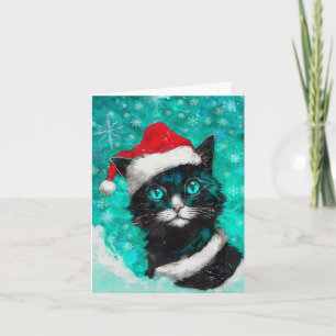 Tarjeta de Navidad con Estampa de Gato en Medios M