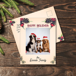 Tarjeta de Navidad con estilo vintage de piña y ba