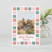 tarjeta de Navidad con estrella de Navidad en patc