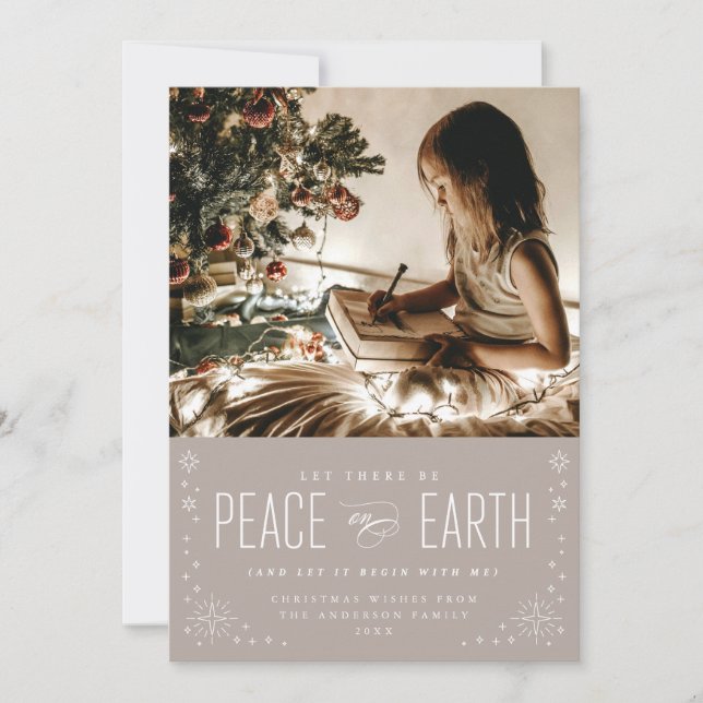 Tarjeta de Navidad con Estrellas de Paz en la Tier (Anverso)
