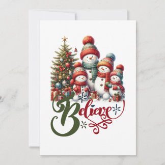 Tarjeta de Navidad con familia de muñeco de nieve