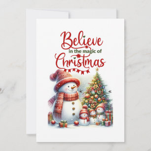 Tarjeta de Navidad con familia de muñeco de nieve 