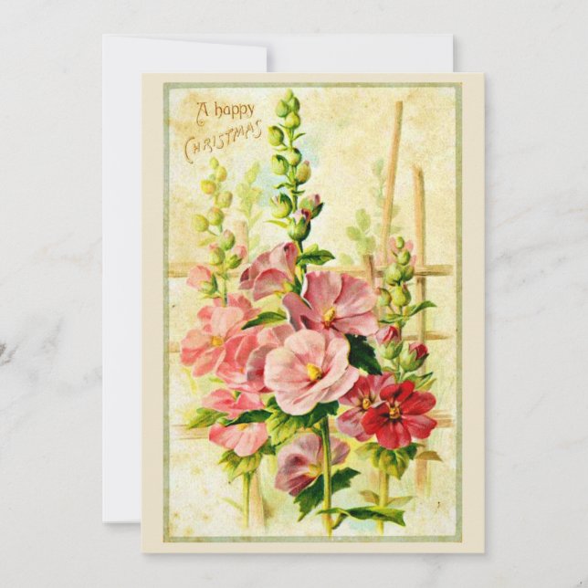 TARJETA DE NAVIDAD CON FLORES VINTAGE (Anverso)