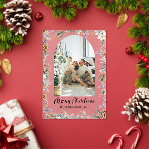 Tarjeta de Navidad con Foliage Botánico Elegante y