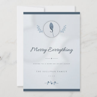 Tarjeta de Navidad con Foto 1 Monograma Dusty Blue