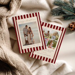 Tarjeta de Navidad con Foto a Rayas y Escalonada