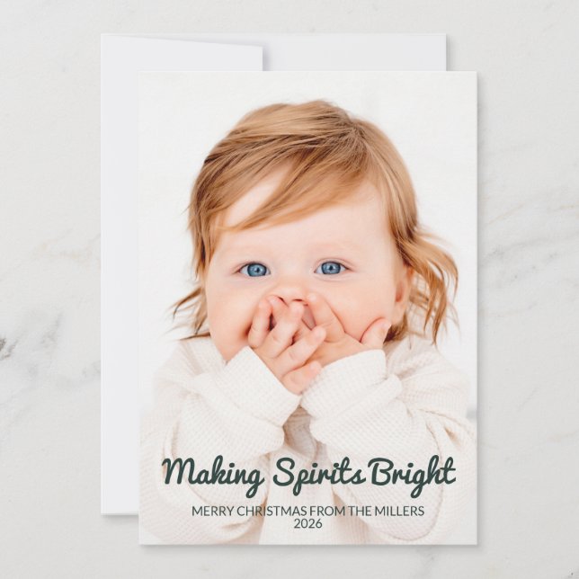 Tarjeta de Navidad con Foto Adorable 'Making Spiri (Anverso)